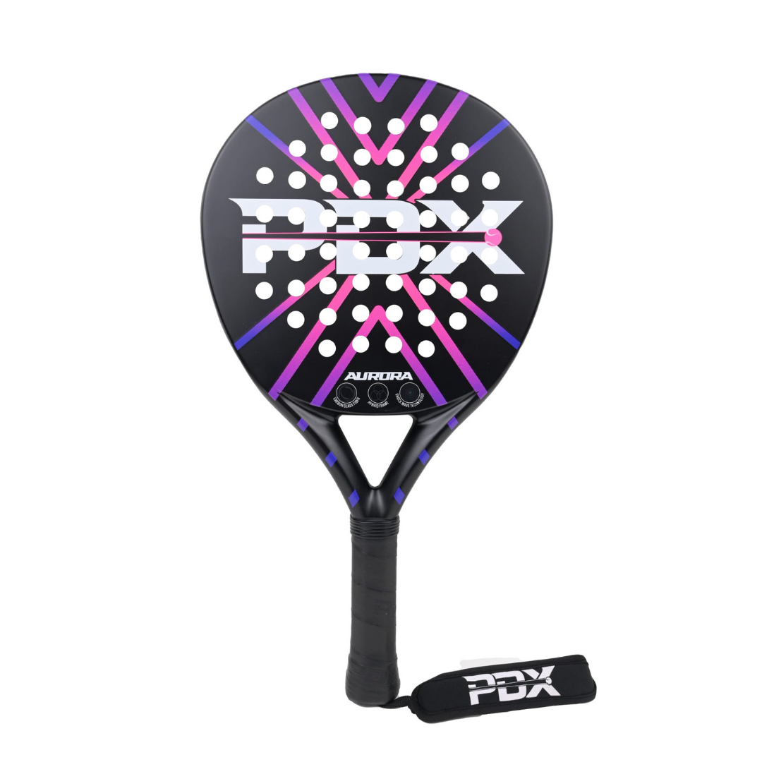 PDX Aurora Beginner Padel Racket | 30% Carbon 70% Fibreglass | 355g Round | Control