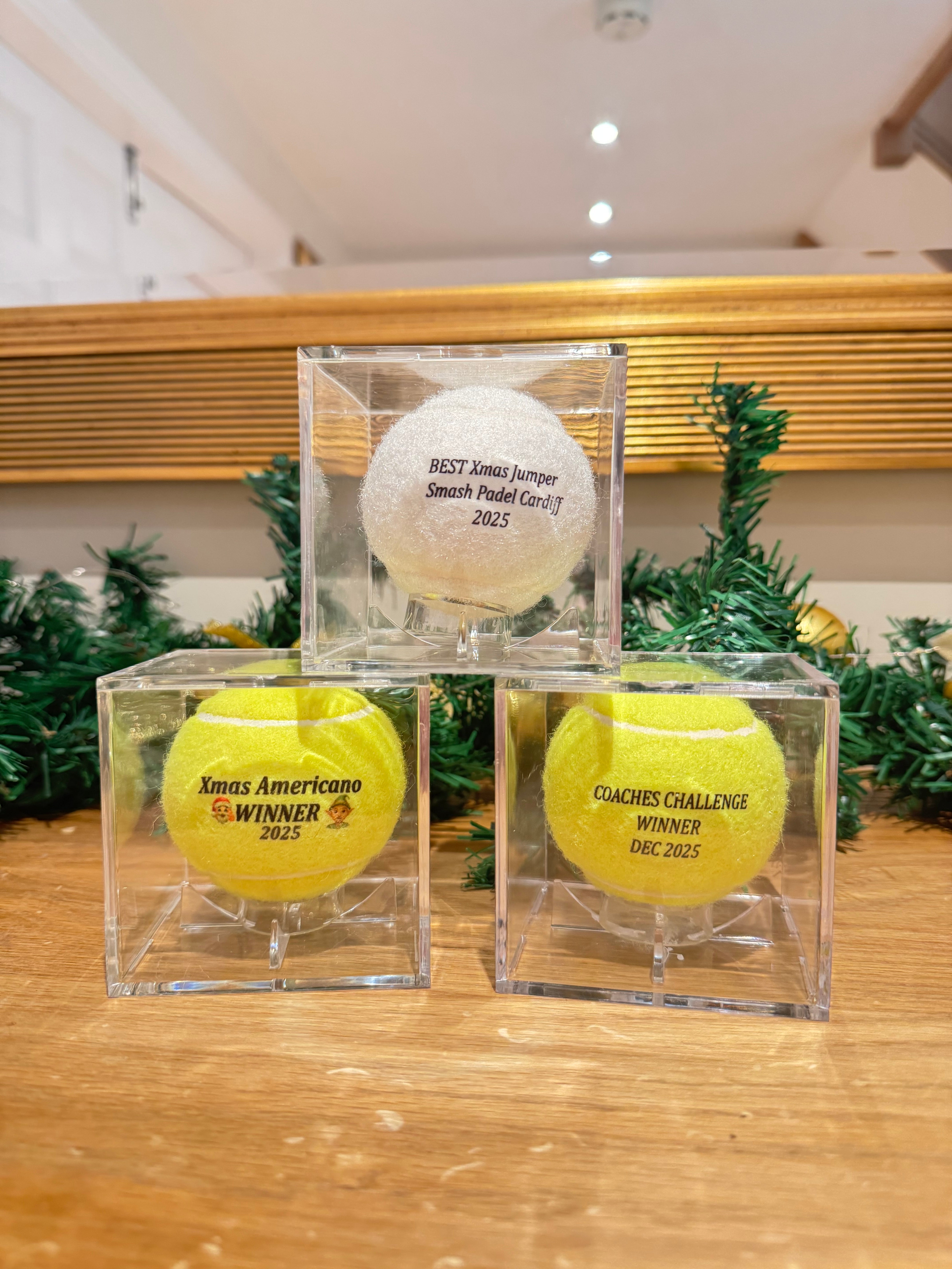 Custom padel balls trophy case