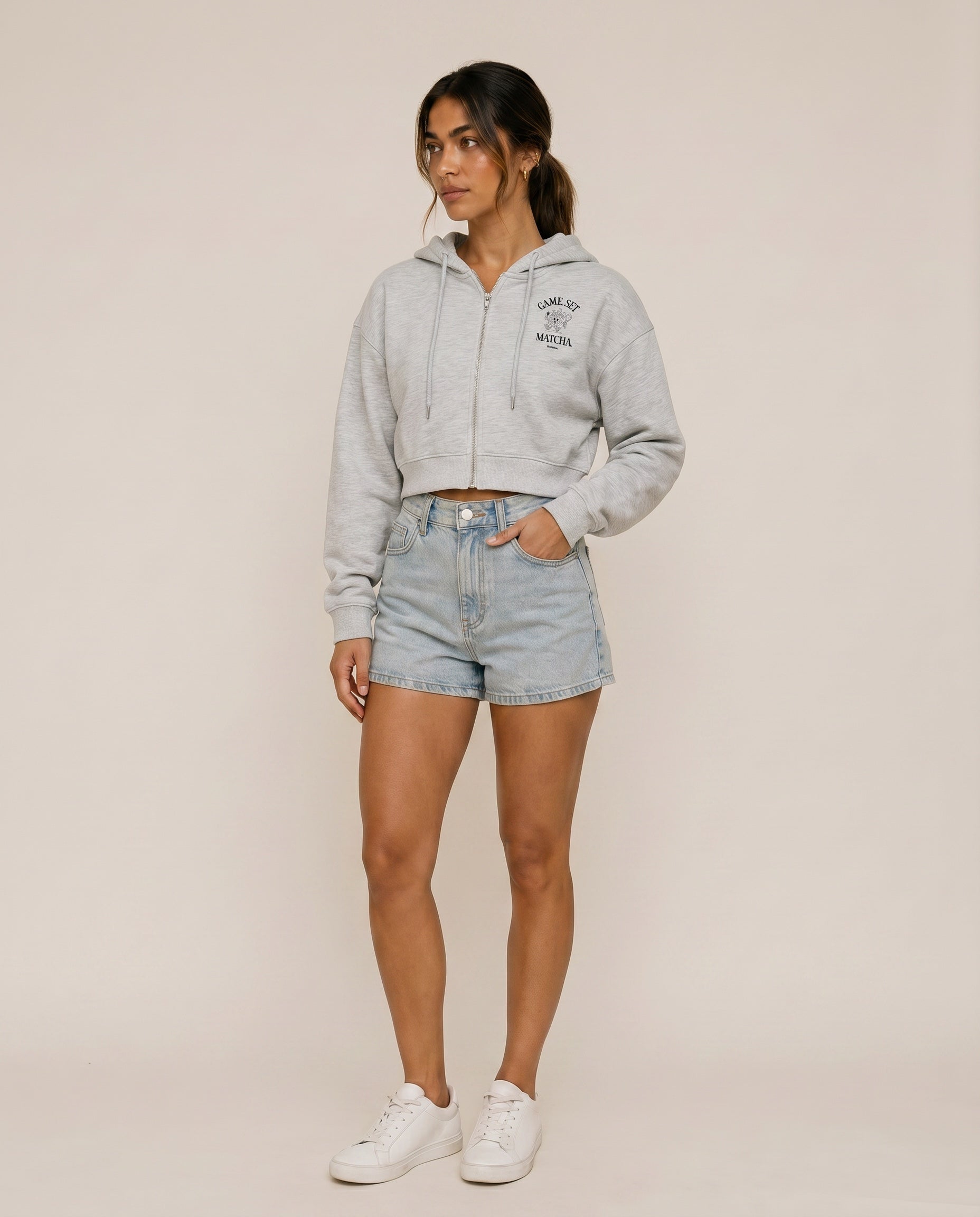 Game, Set, Matcha Cropped Hoodie