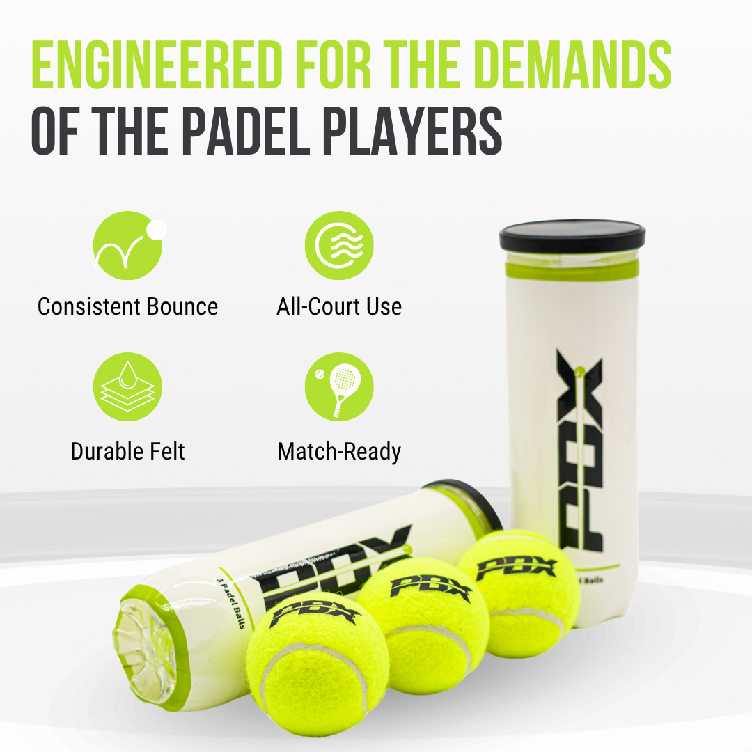 PDX Padel Balls Pack of 3 | High Performance | Durable Felt | Indoor Outdoor