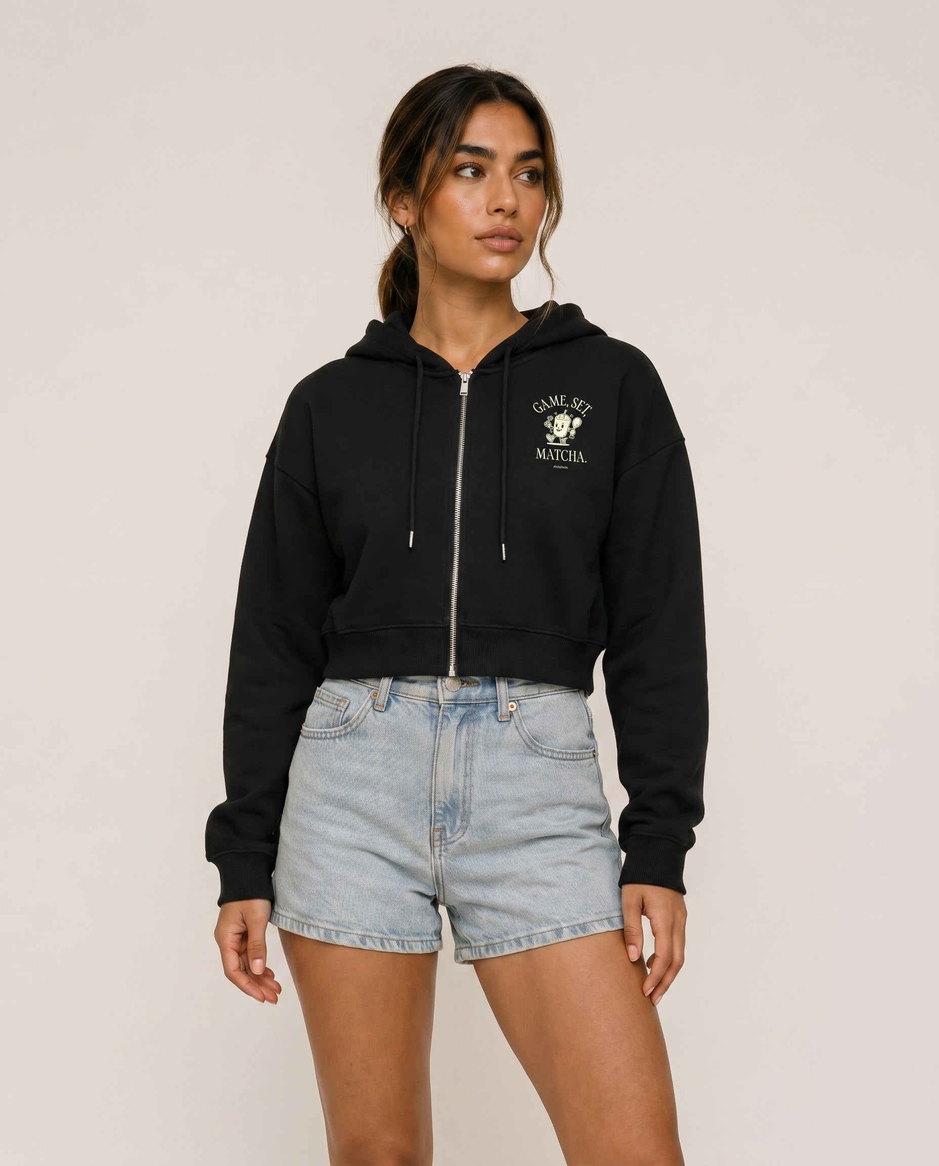 Game, Set, Matcha Cropped Hoodie