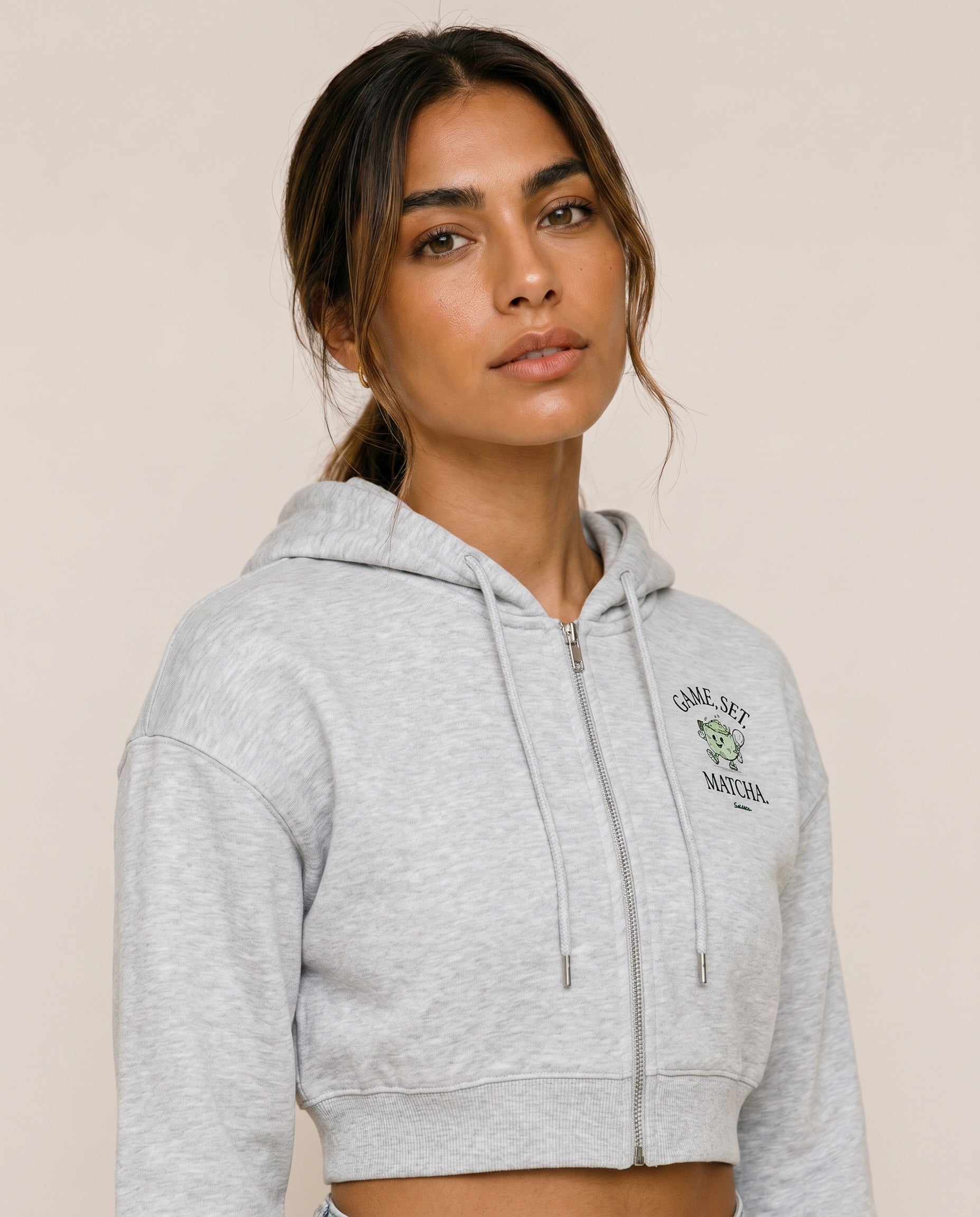 Game, Set, Matcha Cropped Hoodie