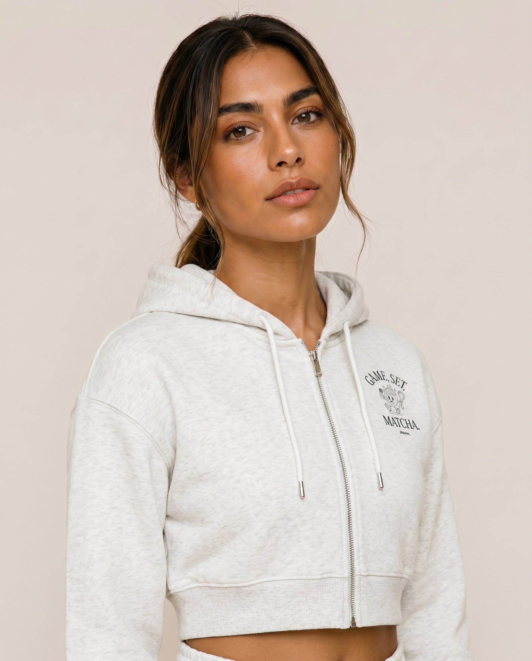 Game, Set, Matcha Cropped Hoodie