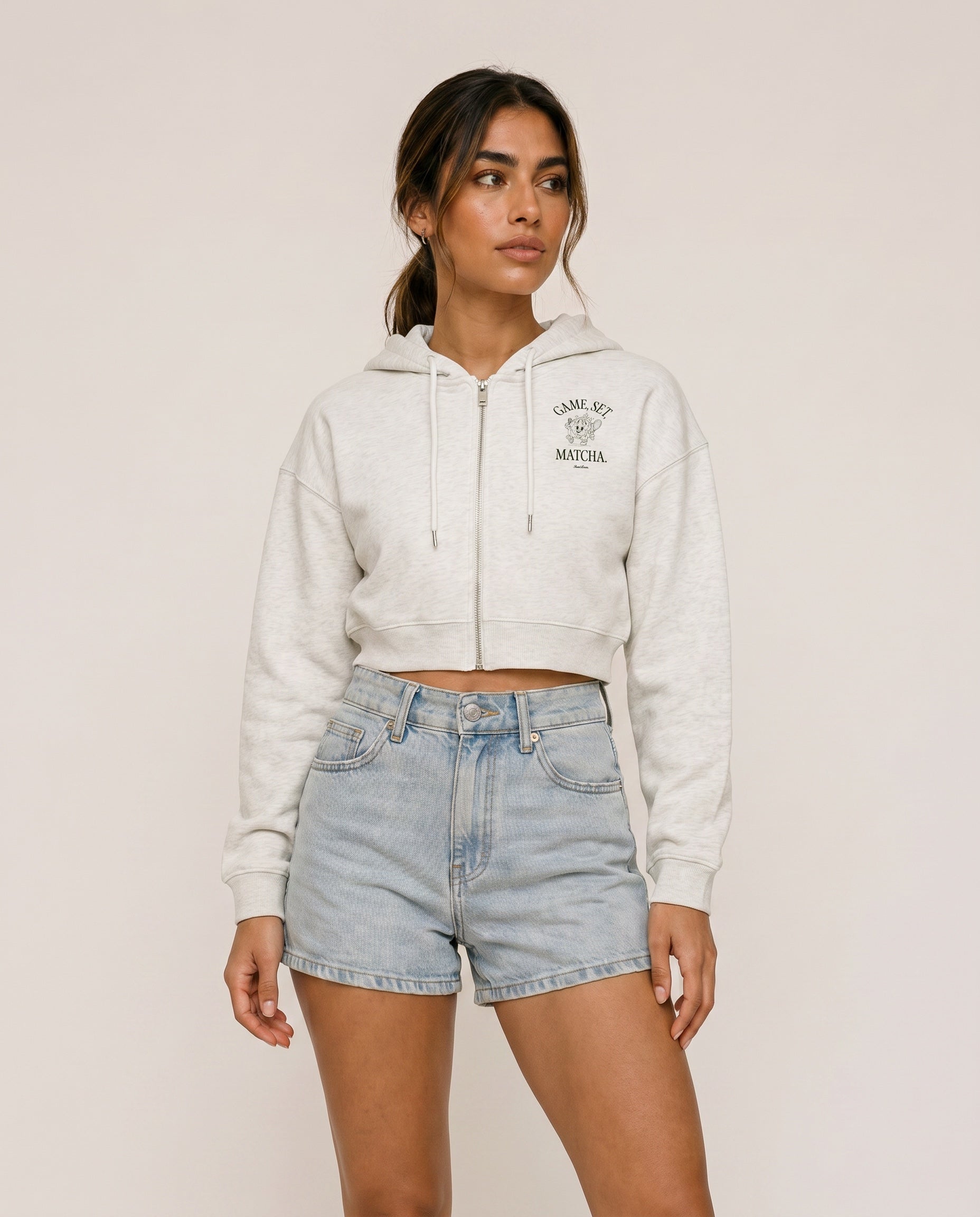 Game, Set, Matcha Cropped Hoodie