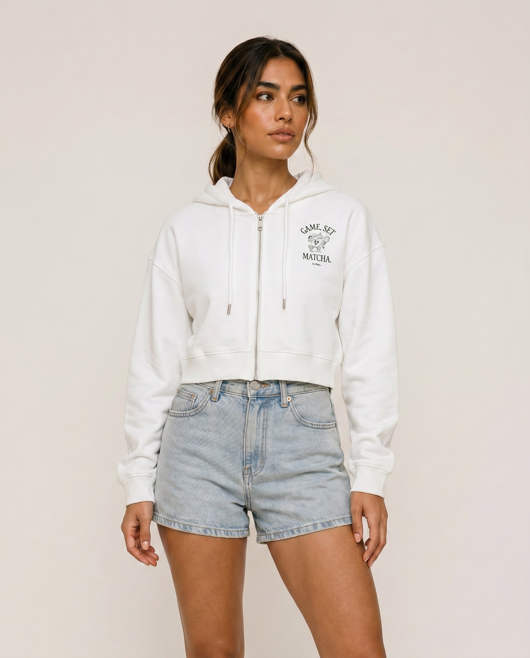 Game, Set, Matcha Cropped Hoodie